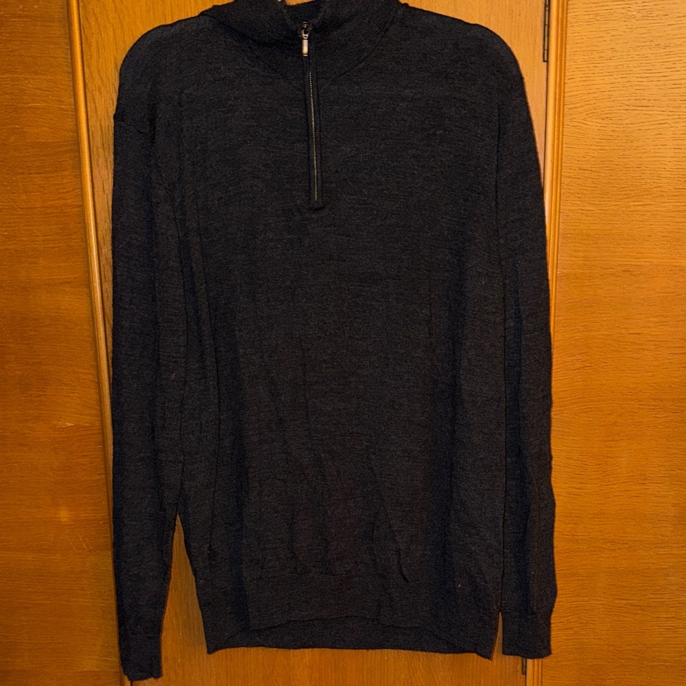 Goodthreads Men's Charcoal Merino wool Zip-Up Sweater